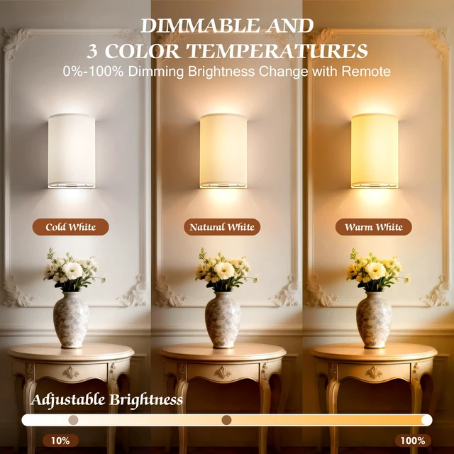 Alt view image 2 of 7 - Wall Sconces Battery Operated Wireless Wall Sconces Set of Two Battery Operated Magnetic Lamp Rechargeable Lights Dimmable with 16 RGB Walls Decor with Remote Timer for Bedroom Living Room