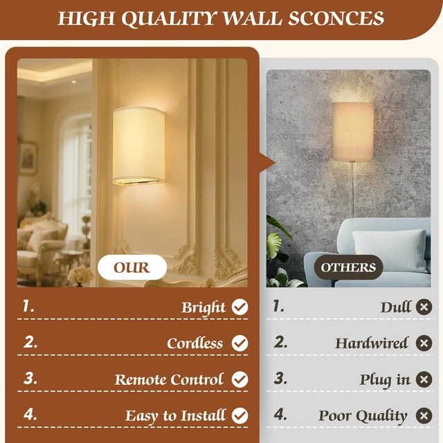 Alt view image 6 of 7 - Wall Sconces Battery Operated Wireless Wall Sconces Set of Two Battery Operated Magnetic Lamp Rechargeable Lights Dimmable with 16 RGB Walls Decor with Remote Timer for Bedroom Living Room