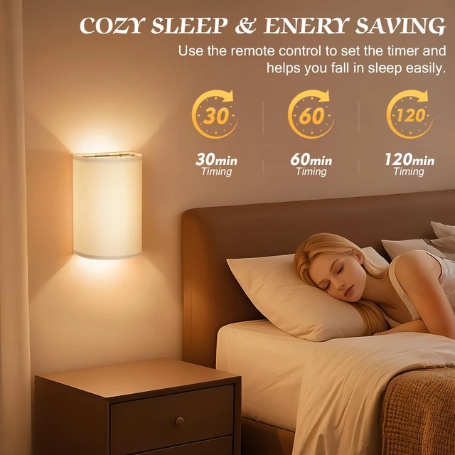 Alt view image 7 of 7 - Wall Sconces Battery Operated Wireless Wall Sconces Set of Two Battery Operated Magnetic Lamp Rechargeable Lights Dimmable with 16 RGB Walls Decor with Remote Timer for Bedroom Living Room