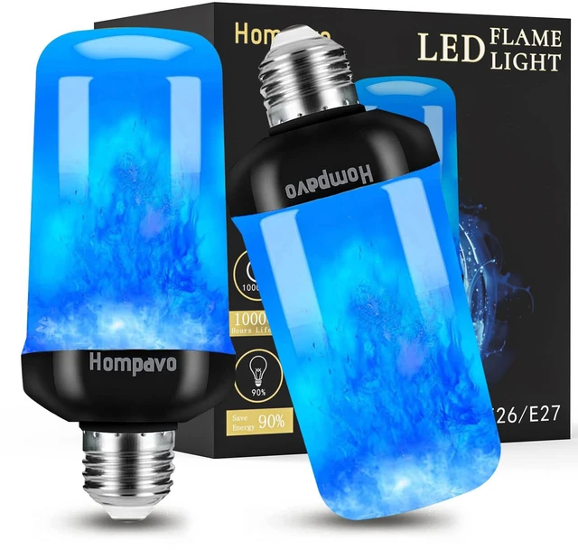 Main image of Upgraded Flame Light Bulbs for Home Decor with Upside Down Effect 4-Mode LED E26/E27 Flickering Light Bulbs for Halloween Christmas Party Patio Porch Indoor & Outdoor Decorations - 2 Blue