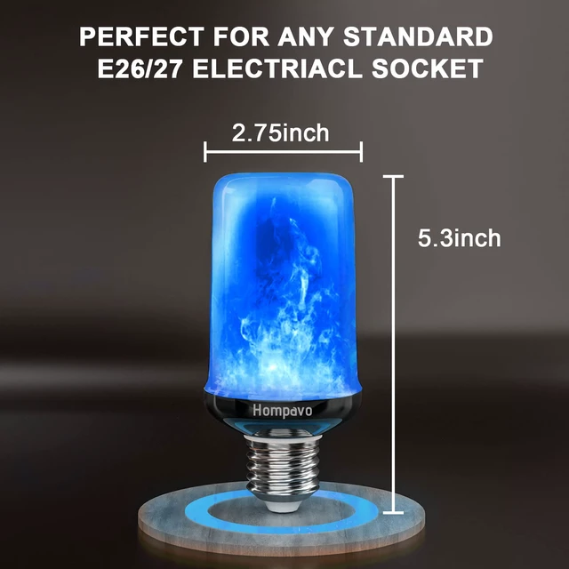Alt view image 6 of 7 - Upgraded Flame Light Bulbs for Home Decor with Upside Down Effect 4-Mode LED E26/E27 Flickering Light Bulbs for Halloween Christmas Party Patio Porch Indoor & Outdoor Decorations - 2 Blue