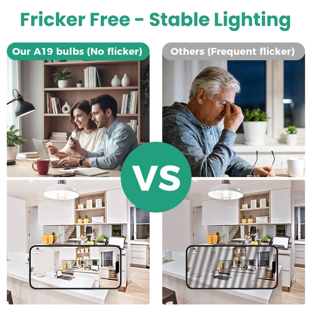 Alt view image 5 of 7 - 6 Pack A19 LED Light Bulbs, 4000K Cool White, 60 Watt Equivalent Efficient 9W, E26 Standard Base 120V, Neutral White, 800 Lumens, Non-Dimmable, UL Listed Type A Lamp for Living Room, Office