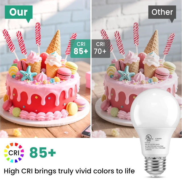 Alt view image 7 of 7 - 6 Pack A19 LED Light Bulbs, 4000K Cool White, 60 Watt Equivalent Efficient 9W, E26 Standard Base 120V, Neutral White, 800 Lumens, Non-Dimmable, UL Listed Type A Lamp for Living Room, Office