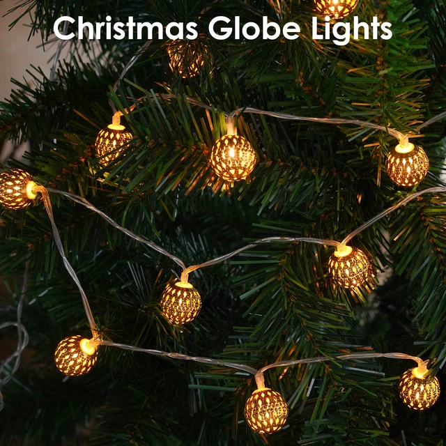 Alt view image 5 of 6 - Moroccan String Lights Battery Operated 60 LED 36 FT Globe Fairy Lights Warm White String Light for Bedroom, 8 Lighting Modes & Timer, for Party Wedding Garden Christmas Indoor Decor