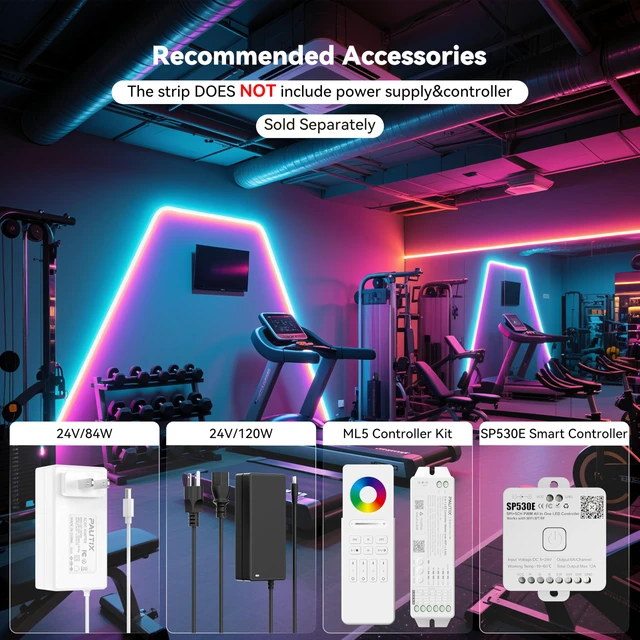 Alt view image 3 of 7 - RGB COB LED Strip Light 32.8ft/10m,UL Listed 24V Color Changing Light Strips with 840LEDs/m Multicolor Flexible Tape Lights for TV,Room,Bedroom,Party DIY Decoration(Power Supply Not Included)