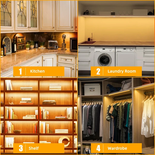 Alt view image 5 of 6 - 6PCS x 12 Inch Under Cabinet Lights Plug-in, Warm White 3000K Dimmable LED Under Cabinet Lighting, Under Counter Lights with Memory Function, LED Light Bars for Kitchen