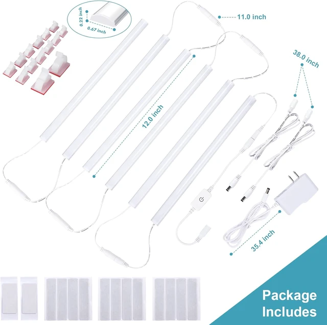 Alt view image 6 of 6 - 6PCS x 12 Inch Under Cabinet Lights Plug-in, Warm White 3000K Dimmable LED Under Cabinet Lighting, Under Counter Lights with Memory Function, LED Light Bars for Kitchen