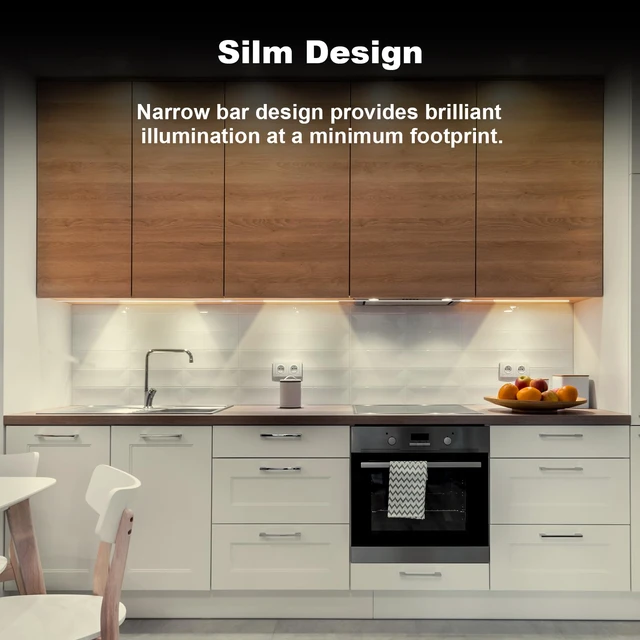 Alt view image 2 of 6 - Plug-in Under Cabinet Lights Daylight White 4000K, Dimmable LED Under Cabinet Lighting, 6PCS x 12 Inch Under-Counter Light Fixtures with Memory Function, Under Counter LED Lights for Kitchen