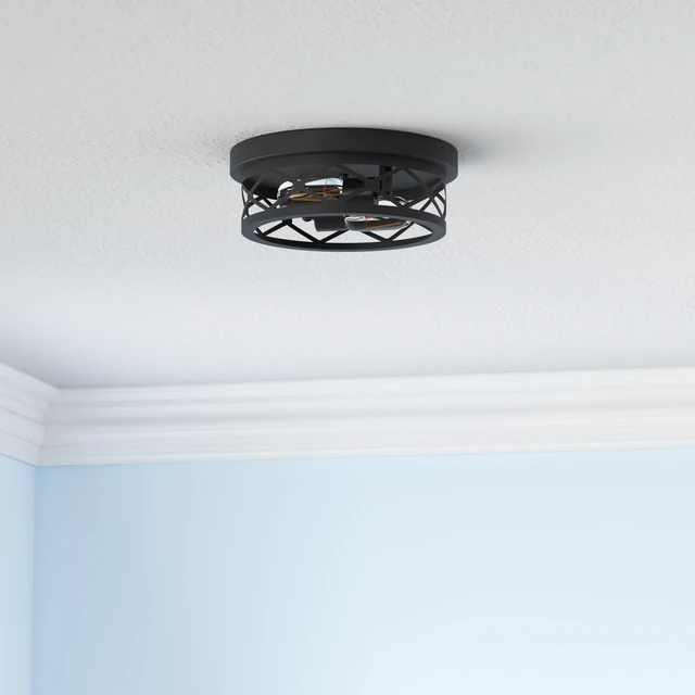 Alt view image 2 of 7 - Flush Mount Ceiling Light Fixture for Hallway,2-Light Black Hallway Light Fixtures Ceiling,Light Fixtures Ceiling Mount for Kitchen,Farmhouse,Hall (2 Pack)