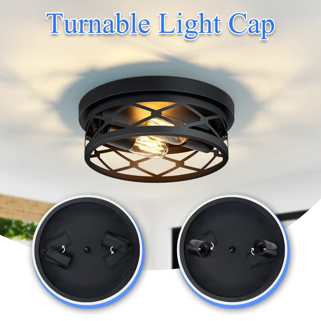 Alt view image 4 of 7 - Flush Mount Ceiling Light Fixture for Hallway,2-Light Black Hallway Light Fixtures Ceiling,Light Fixtures Ceiling Mount for Kitchen,Farmhouse,Hall (2 Pack)