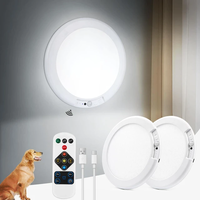 Main image of Rechargeable Ceiling Light, Inside Shower Light Waterproof 2 Pack 7.48" Wireless Motion Sensor Ceiling Lights with Remote 3000K/4500K/6500K Dimmable Magnetic LED USB Light for Bathroom Closet