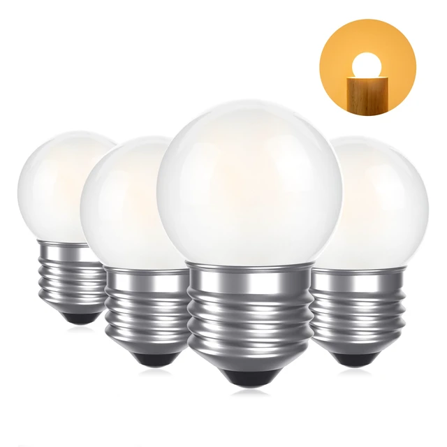 Main image of G40 1.5w Low Wattage Led Bulb Equal 15 Watt E26 Small Edison Bulbs Standard E26 Base G14 Small Low Power Light Bulb, Frosted, Warm White 2700k, CRI 90+, 150lm, Pack of 4