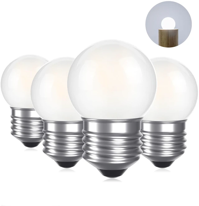 Main image of G40 1.5w Dim Led Bulb Equal 15 Watt Light Bulbs Bright White 6000k Standard E26 Base Frosted Glass for Home Decorative, Fridge Freezer Lamp,String Light CRI 90+, 150lm,4 Pack