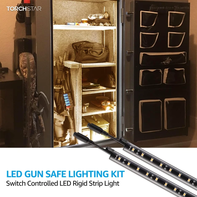 Alt view image 2 of 7 - 6pcs 12 Inch LED Safe Lighting Kit, Motion Sensor, 3000K UL Power Adapter, Input 100-240V, Linkable Gun Safe Light Bars, 900LM, for Under Cabinet Locker Closet Showcase, Warm White