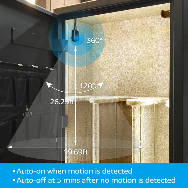 Alt view image 3 of 7 - 6pcs 12 Inch LED Safe Lighting Kit, Motion Sensor, 3000K UL Power Adapter, Input 100-240V, Linkable Gun Safe Light Bars, 900LM, for Under Cabinet Locker Closet Showcase, Warm White