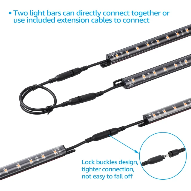 Alt view image 4 of 7 - 6pcs 12 Inch LED Safe Lighting Kit, Motion Sensor, 3000K UL Power Adapter, Input 100-240V, Linkable Gun Safe Light Bars, 900LM, for Under Cabinet Locker Closet Showcase, Warm White