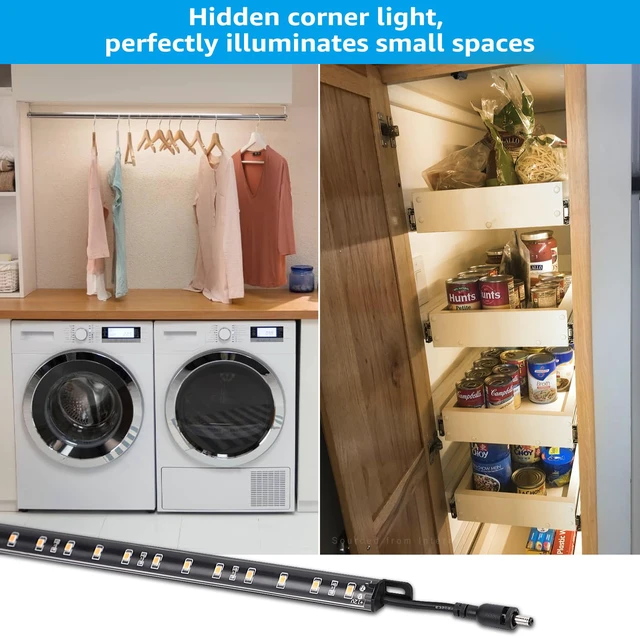 Alt view image 7 of 7 - 6pcs 12 Inch LED Safe Lighting Kit, Motion Sensor, 3000K UL Power Adapter, Input 100-240V, Linkable Gun Safe Light Bars, 900LM, for Under Cabinet Locker Closet Showcase, Warm White