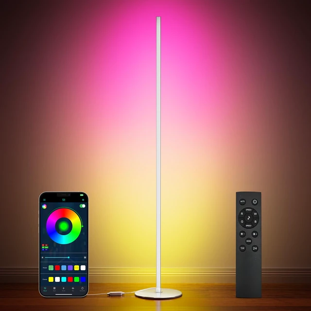 Main image of Smart RGB+IC Corner Floor Lamp,Bright LED Tall Modern Floor Lamp with APP and Remote,Ambient Lighting Color Changing Standing Lamps with Music Mode and Timing for Living Room,Bedroom,Party