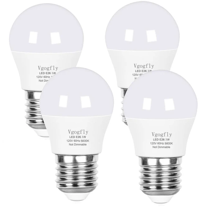 Main image of 3W LED Bulb Equivalent 25 Watt Light Bulbs, A15 Daylight 5000K Energy Saving Low Watt E26 Base Bulb for Home Bedroom(4-Pack)