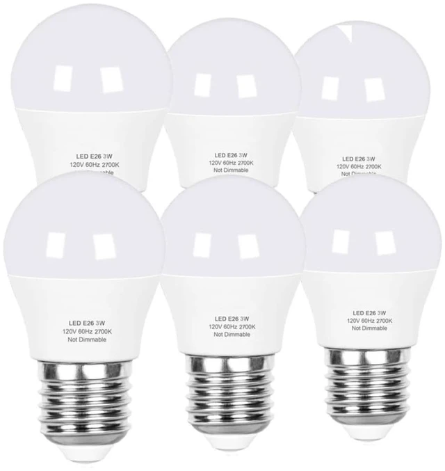 Main image of 3W LED Bulb Equivalent 25 Watt Light BulbsA15 Soft White Low Watt Light Energy Saving 2700K Standard E26 Base for Home Bedroom 6-Pack