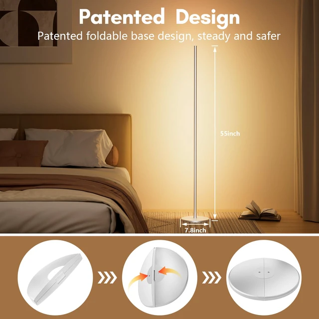 Alt view image 6 of 6 - Smart RGB+IC Corner Floor Lamp,Ambient Lighting Color Changing Standing Lamp with 16 Million DIY Colors and Music Mode, App and Remote, Bright LED Tall Lamp for Living Room,Bedroom,Gaming Room Silver