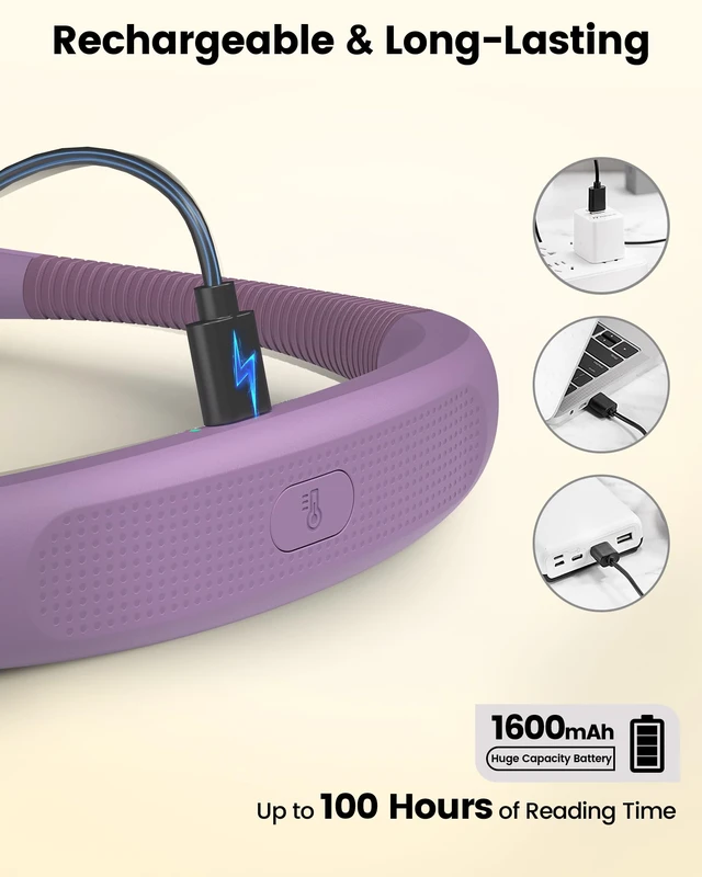 Alt view image 4 of 7 - Bendable Neck Light, 100 Hours Reading Light for Book Lover Gifts Hands-Free, Knitting, Crafting, Repairing, 5-Color, Stepless Dimming, Ergonomic, Rechargeable, Eye Care, Sleep Aid, Traveling