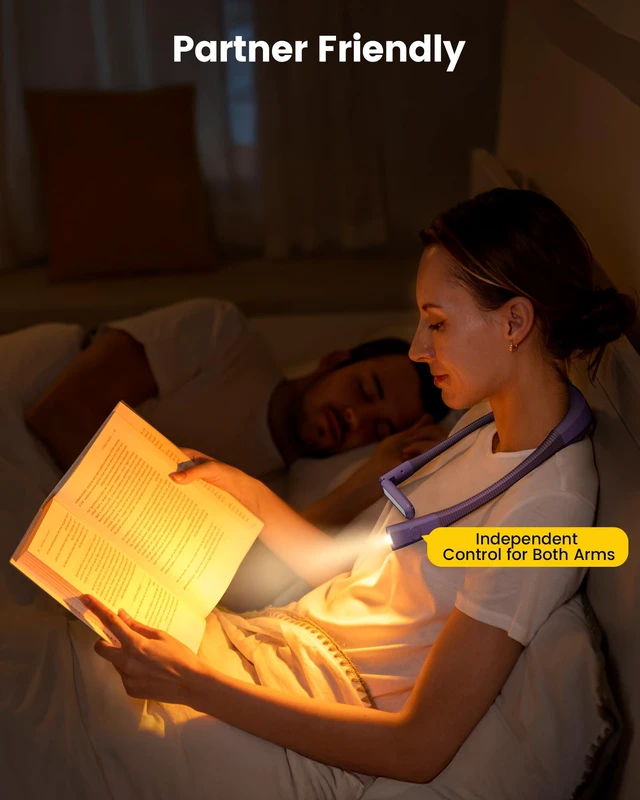 Alt view image 6 of 7 - Bendable Neck Light, 100 Hours Reading Light for Book Lover Gifts Hands-Free, Knitting, Crafting, Repairing, 5-Color, Stepless Dimming, Ergonomic, Rechargeable, Eye Care, Sleep Aid, Traveling