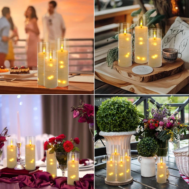 Alt view image 6 of 7 - 24 Pack Christmas Decoration Flickering Flameless Candles,Battery Operated Candles,LED String Lights LED Candles for New Year, Home Decor, Parties,Wedding(D2.2 xH 5" 6" 7") (White)