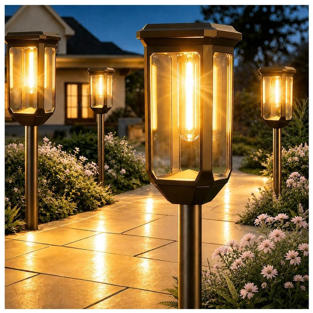 Main image of Solar Pathway Lights Outdoor 4 Pack, Bright Solar Garden Lights IP65 Waterproof Shatterproof, Auto On/Off Landscape Lighting for Yard Lawn Patio Walkway Driveway Decor 3000K