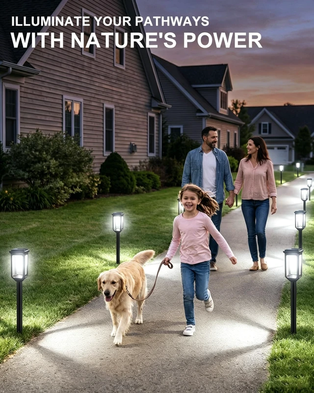 Alt view image 7 of 7 - Solar Pathway Lights Outdoor 4 Pack, Bright Solar Garden Lights IP65 Waterproof Shatterproof, Auto On/Off Landscape Lighting for Yard Lawn Patio Walkway Driveway Decor 6500K