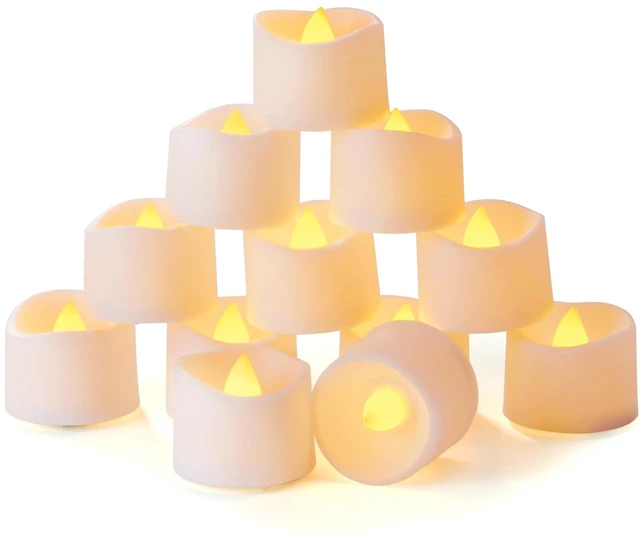 Main image of 12-Pack Battery Tea Lights with Timer Built in, Auto-On 6H Daily Flickering Flameless LED Tealight Votive Candles for Candle Holders, Pumpkins, Lanterns and Fall Decor, No Remote