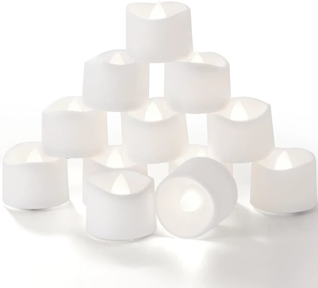 Main image of 12-Pack Battery Tea Lights with Timer Built in, Auto-On 6H Daily Flickering Flameless LED Tealight Votive Candles for Candle Holders, Christmas Villages, Lanterns and Winter Decor, No Remote