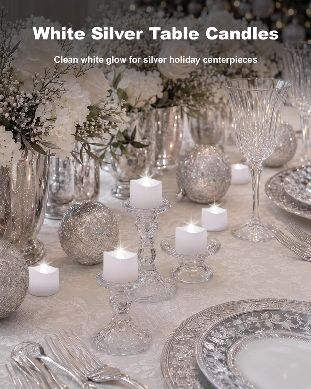Alt view image 6 of 7 - 12-Pack Battery Tea Lights with Timer Built in, Auto-On 6H Daily Flickering Flameless LED Tealight Votive Candles for Candle Holders, Christmas Villages, Lanterns and Winter Decor, No Remote