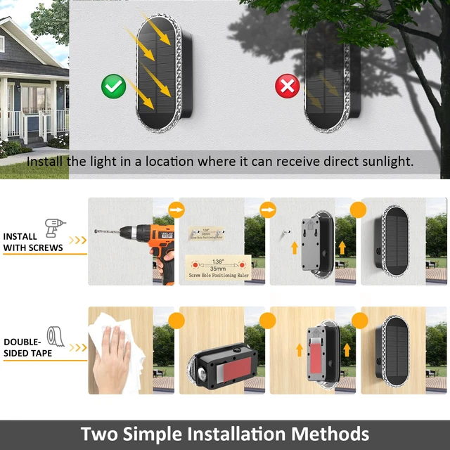 Alt view image 6 of 6 - 8PK Solar Fence Lights - Outdoor Solar Lights, Warm White & RGB, Up & Down Lighting, Waterproof, Easy Installation