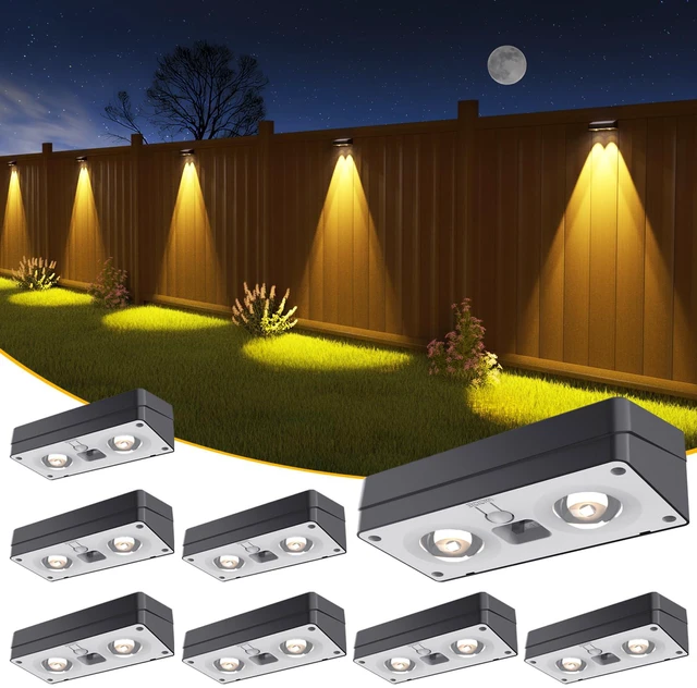 Main image of Solar Fence Lights 8 Pack, 50 Lumens Outdoor Fence Solar Lights with 12 Modes RGB Color Glow LED Solar Lights Outdoor Waterproof, Solar Lights for Patio, Backyard, Deck, Fence, Railing