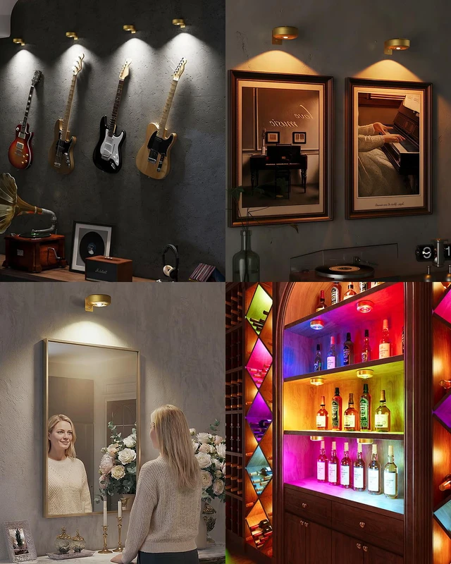 Alt view image 7 of 7 - 3.3" Picture Lights for Wall Spotlight, 2000mAh Rechargeable, 6Pack, Gold RGB & 3-Color-TempRemote & Touch ControlMagnetic Lights for Photo FramesWireless Art Painting LightingBattery Operated