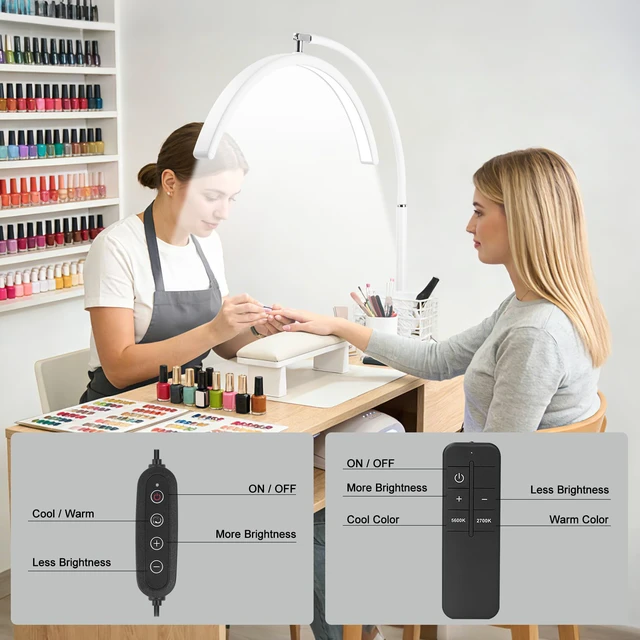 Alt view image 4 of 7 - Half Moon LED Floor Light - Professional Shadow-Free Lamp for Lash Techs, Estheticians & Tattoo Artists | Remote Control & Dimmable for Eyelash Extensions, Nail Art, Home & Office