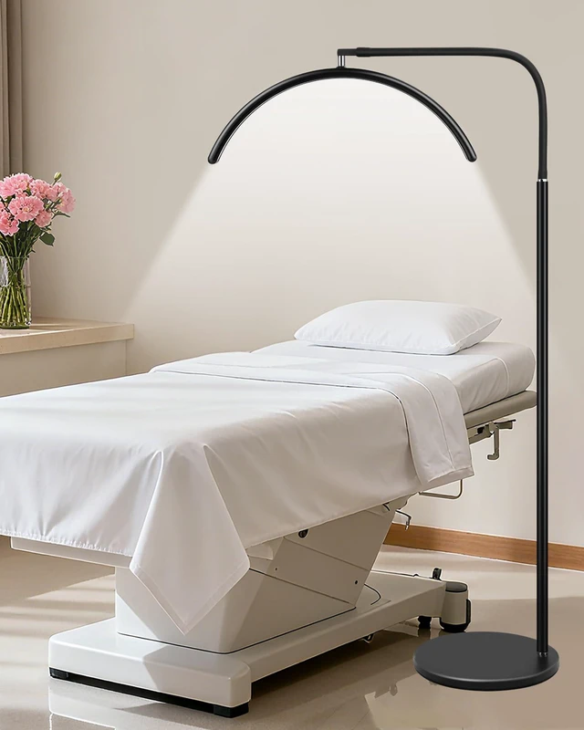 Main image of Half Moon LED Floor Light - Professional Shadow-Free, Dimmable Lamp | for Lash Techs, Estheticians & Tattoo Artists | Eyelash Extensions, Nail Art, Home & Office (Matte Black)