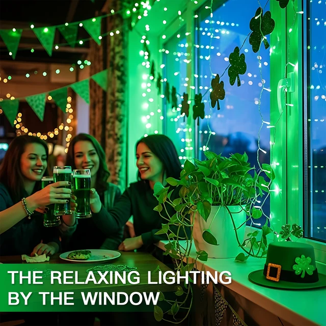 Alt view image 3 of 7 - Connectable Green Chirstmas Lights Outdoor with Remote, 66ft 200 LED String Lights Plug in Waterproof, Dimmable Clear Wire Fairy Lights for Xmas Tree,Halloween,Garden,Porch,Party,Dorm Decor