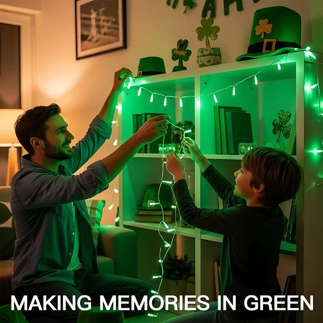 Alt view image 4 of 7 - Connectable Green Chirstmas Lights Outdoor with Remote, 66ft 200 LED String Lights Plug in Waterproof, Dimmable Clear Wire Fairy Lights for Xmas Tree,Halloween,Garden,Porch,Party,Dorm Decor