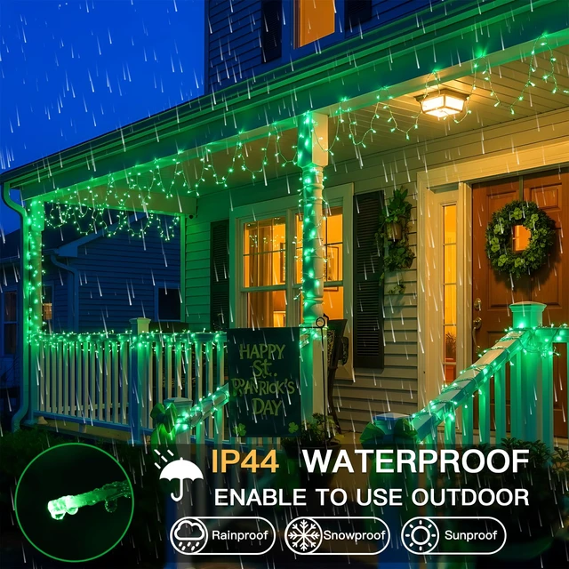 Alt view image 5 of 7 - Connectable Green Chirstmas Lights Outdoor with Remote, 66ft 200 LED String Lights Plug in Waterproof, Dimmable Clear Wire Fairy Lights for Xmas Tree,Halloween,Garden,Porch,Party,Dorm Decor