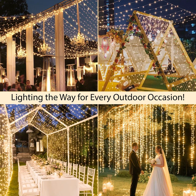 Alt view image 6 of 7 - String Lights Indoor Plug in 200 LED Christmas Lights Warm White 66ft 200 LED Christmas Lights with Remote Timer Plug in 8 Modes Outdoor Lights for Bedroom Dorm Xmas Tree Wedding Waterproof