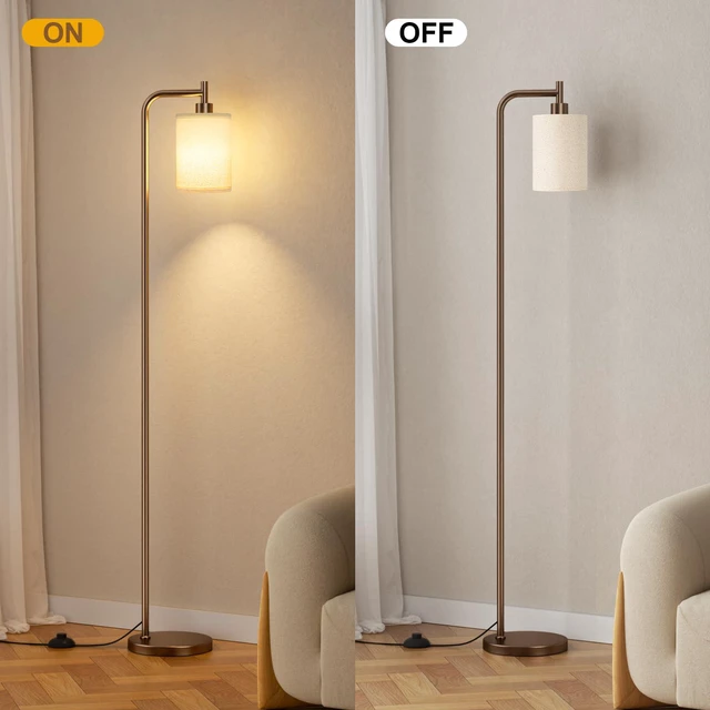 Alt view image 7 of 7 - 64" Floor Lamp for Living Room with Remote Control, Deep Beige Shade with Brown Pole, Dimmable Tall Lamps for Bedroom Office Corner, 9W LED Bulb Included