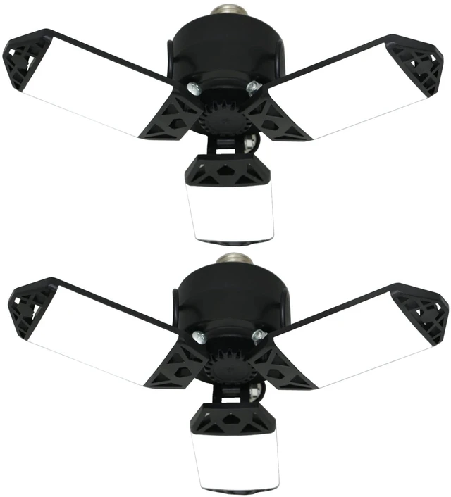 Main image of 2Pack 80W LED Garage Light, 8000 Lumen Ceiling Lights with 3 Adjustable Panels, 6500K Daylight Light Bulb Fixture LED Lights for Garage, E26/E27 LED Shop Lights, Attic Workshop LED Bay Light