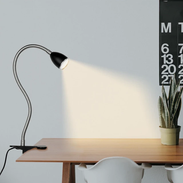 Alt view image 7 of 7 - Desk lamp Eye-Caring Table Lamps, 360°Rotation LED Desk Clip Lamp Reading Light Portable Reading Book Light, Clamp Light, Study Desk Lamps for Bedroom and Office(Black with Dimmer)