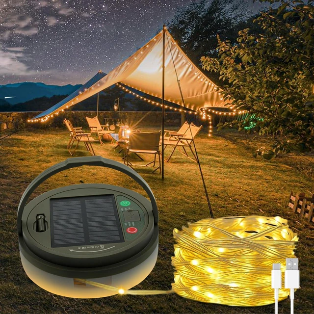 Main image of Solar Camping String Lights, 32.8 FT Fairy String Light, 4 in 1 Portable Waterproof Camp LED Lamp with 8 Lighting Modes, Hanging Rechargeable Tent Lantern for Outdoor Garden Patio Party Essentials