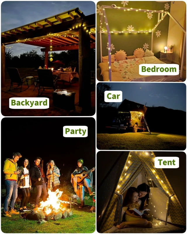Alt view image 7 of 7 - Solar Camping String Lights, 32.8 FT Fairy String Light, 4 in 1 Portable Waterproof Camp LED Lamp with 8 Lighting Modes, Hanging Rechargeable Tent Lantern for Outdoor Garden Patio Party Essentials