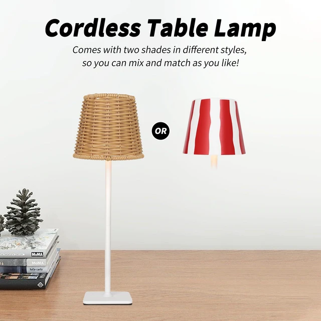 Alt view image 2 of 7 - Outdoor Waterproof Cordless Wireless Rechargeable Portable Top Touch Battery Operated Powered LED Table Lamp Desk Lamp Lights for Restaurant Kitchen Patio Dinner Dining (Red)
