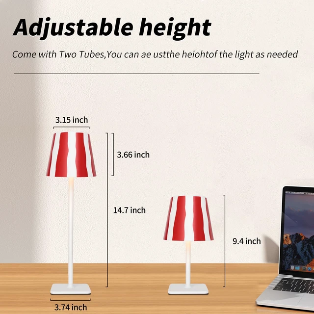 Alt view image 4 of 7 - Outdoor Waterproof Cordless Wireless Rechargeable Portable Top Touch Battery Operated Powered LED Table Lamp Desk Lamp Lights for Restaurant Kitchen Patio Dinner Dining (Red)