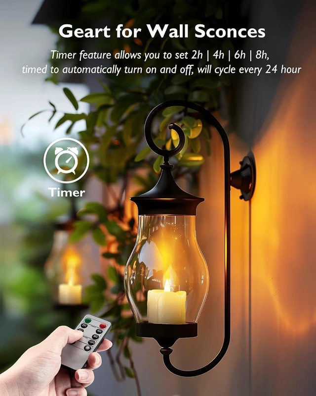 Alt view image 2 of 7 - 2"x2" Real Wax Flameless LED Votive Candles, Timer Remote, 6 Pack Multi Brightness Adjust, 2/4/6/8H Cycle Timer, 400+ Hour Runtime, Pre-Installed CR2450 Batteries, Wedding Holiday Decor